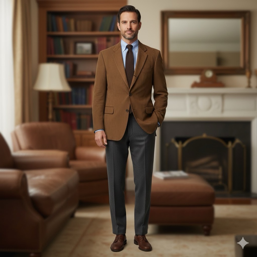 Ralph Lauren (Chaps) Brown Faux Suede Two Button Sport Jacket - Picture 2 of 12